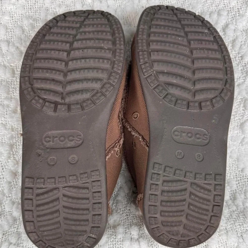 Crocs Brown‎ Canvas Shoes Men's Size 8 Slip On Casual Comfort Sneakers